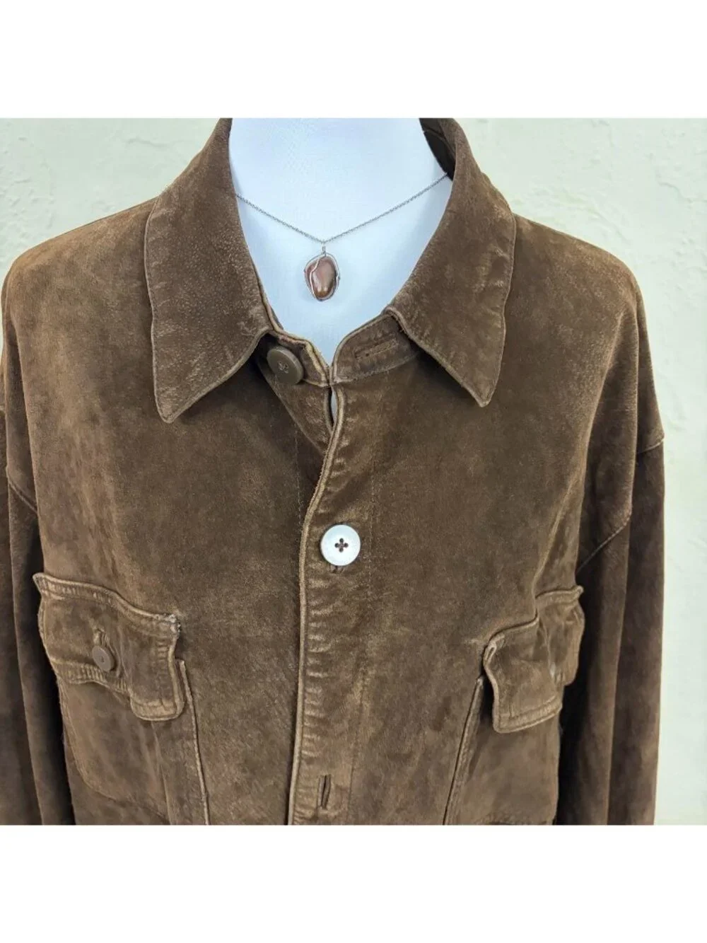 90s brown suede leather distressed western grunge shirt jacket